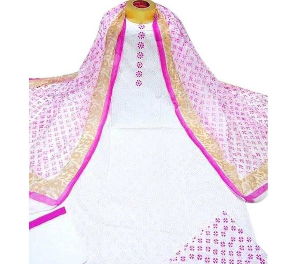 Unstitched Block Printed Cotton Salwar kameez fs-41
