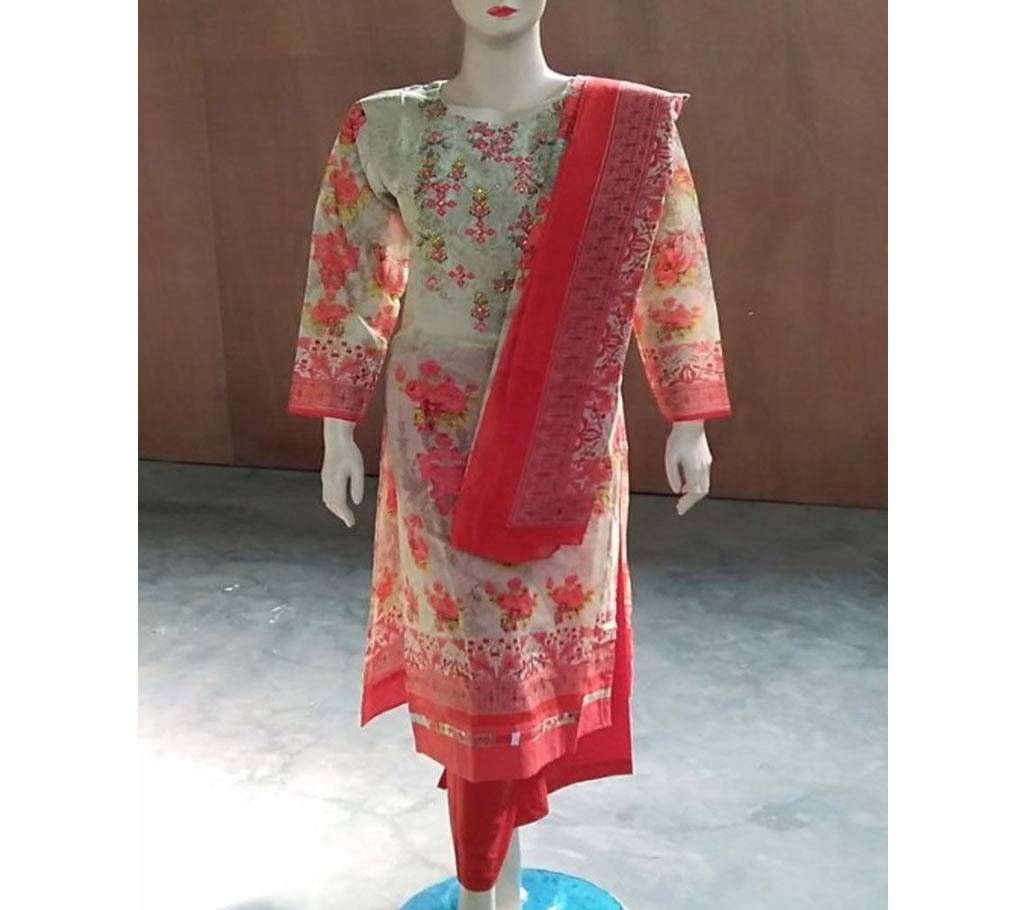 Readymade  Textile Printed Full Sleeve Casual Salwar Kameez For Women