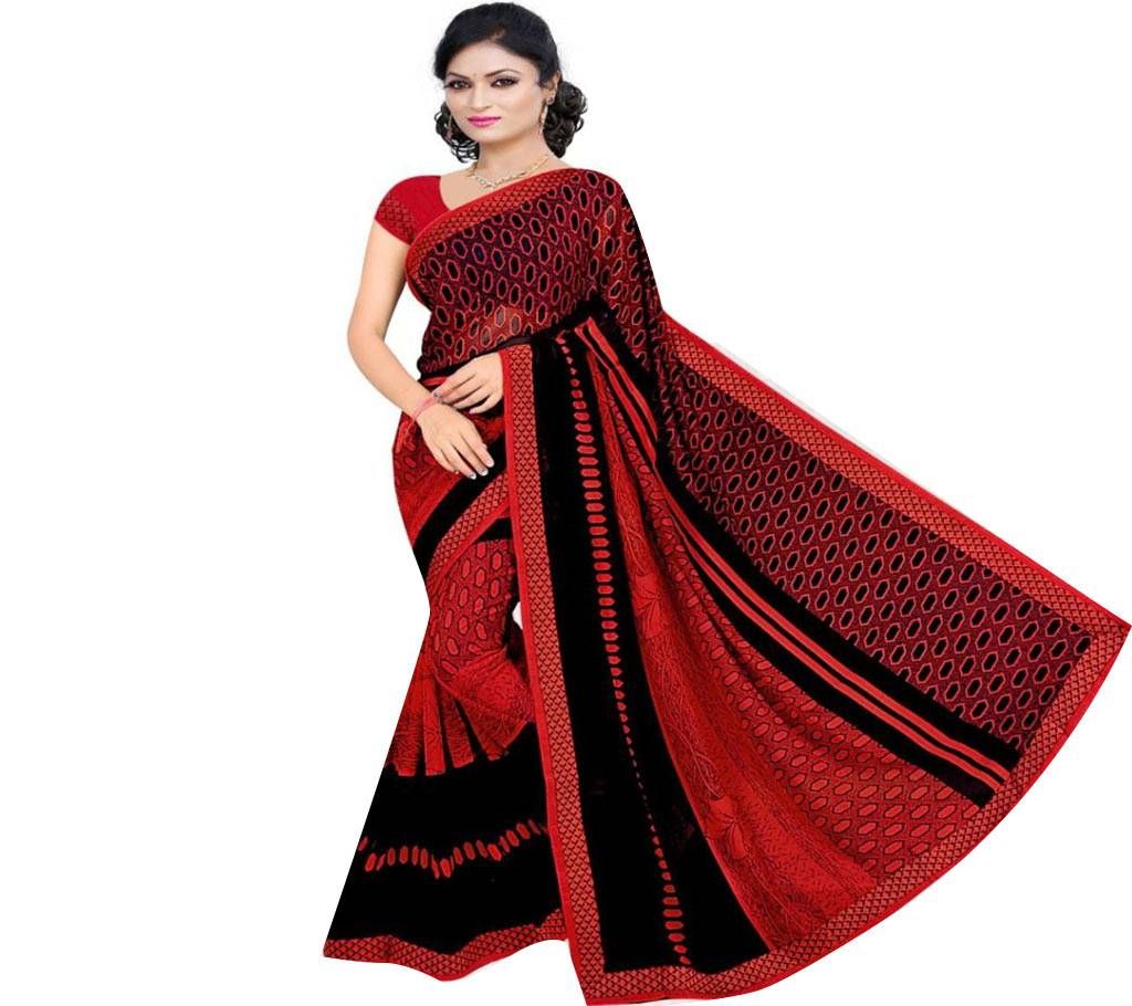 Indian Red And Black Silk Printed saree For women (Copy)