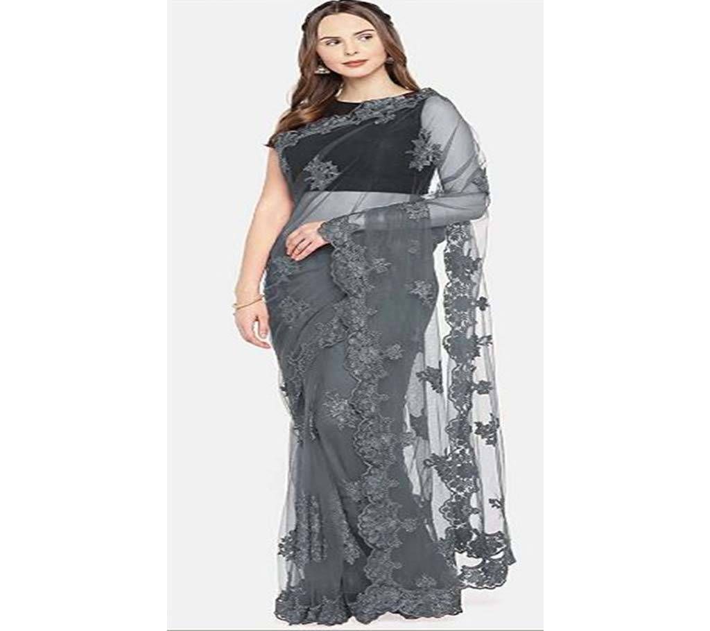 Heavy Banglori Silk Embroidery Saree  04  Grey  AMI