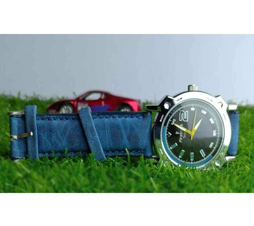Firstrunk Analogue Black Dial Multifunction Leather Men,s Watch