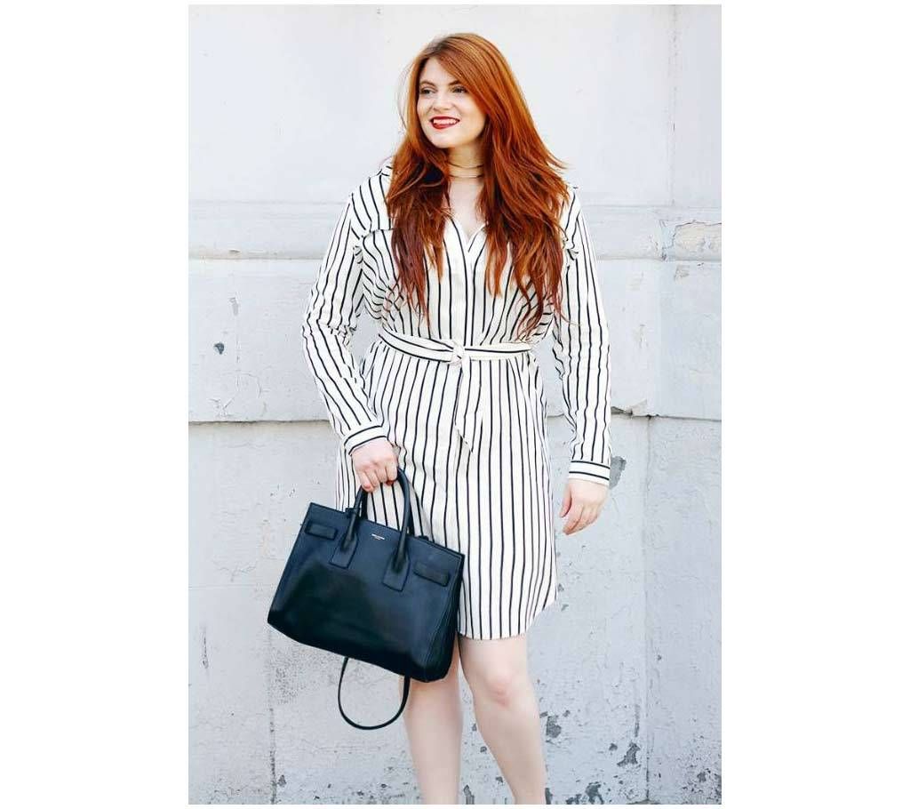 Ladies Black Striped Long Sleeve Western Shirt