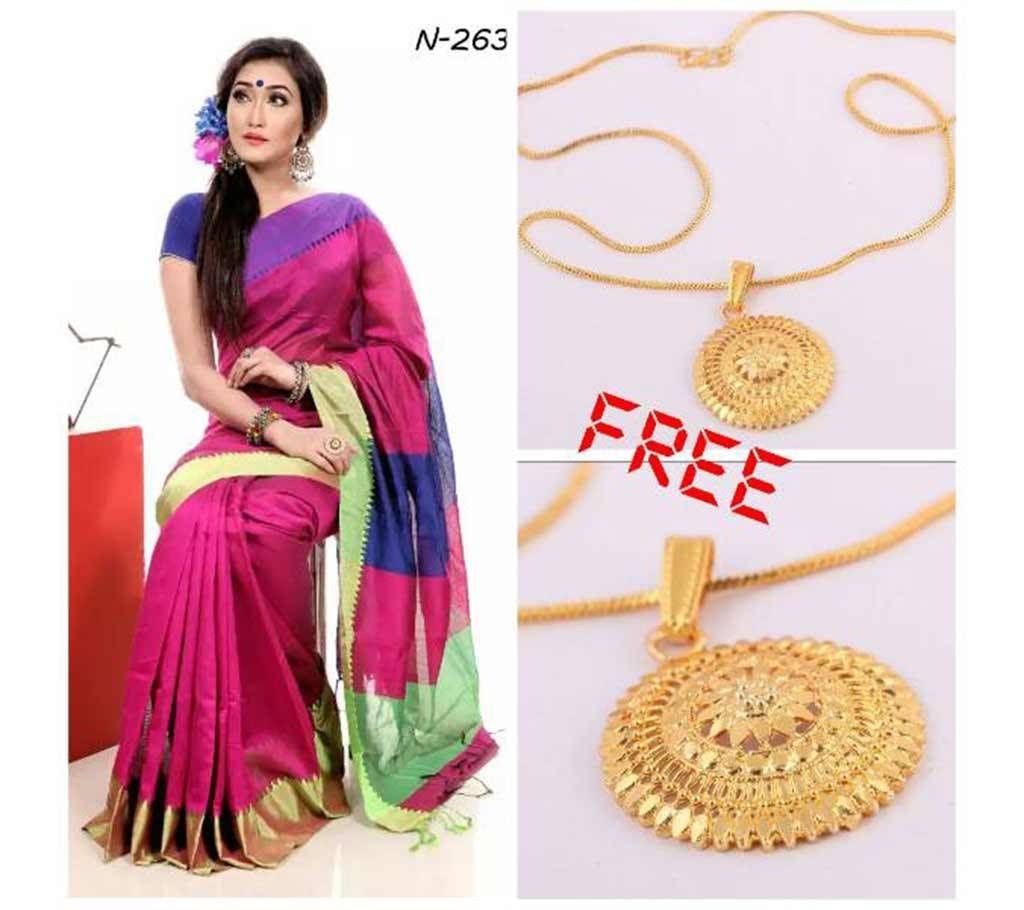 Silk hivit sharee with pendant free 