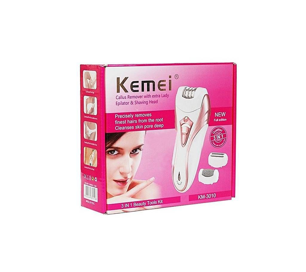 Kemei KM-3010 Lady Shaver - White and Pink