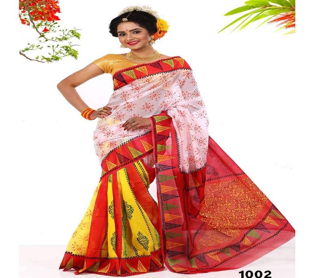 Boishakhi Hand Brush Printed Cotton Sharee