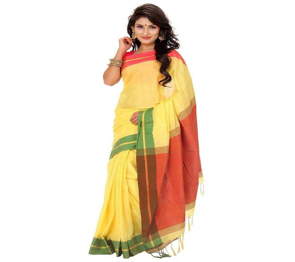 Yellow and Red Tosor Silk Sharee 
