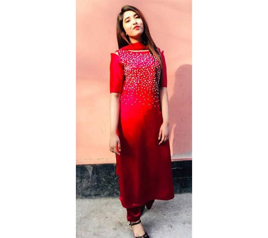 Unstitched pearl work Kameez Set