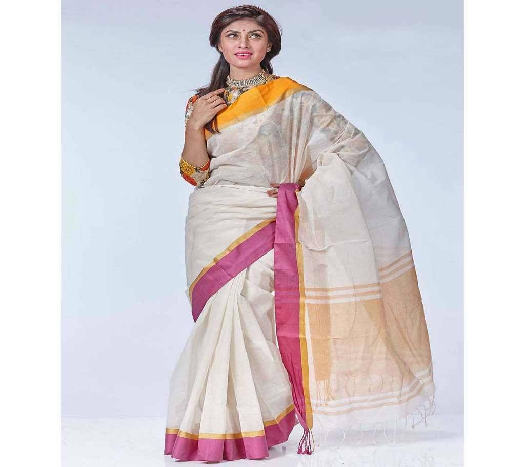 White Taant Cotton Sharee for Women