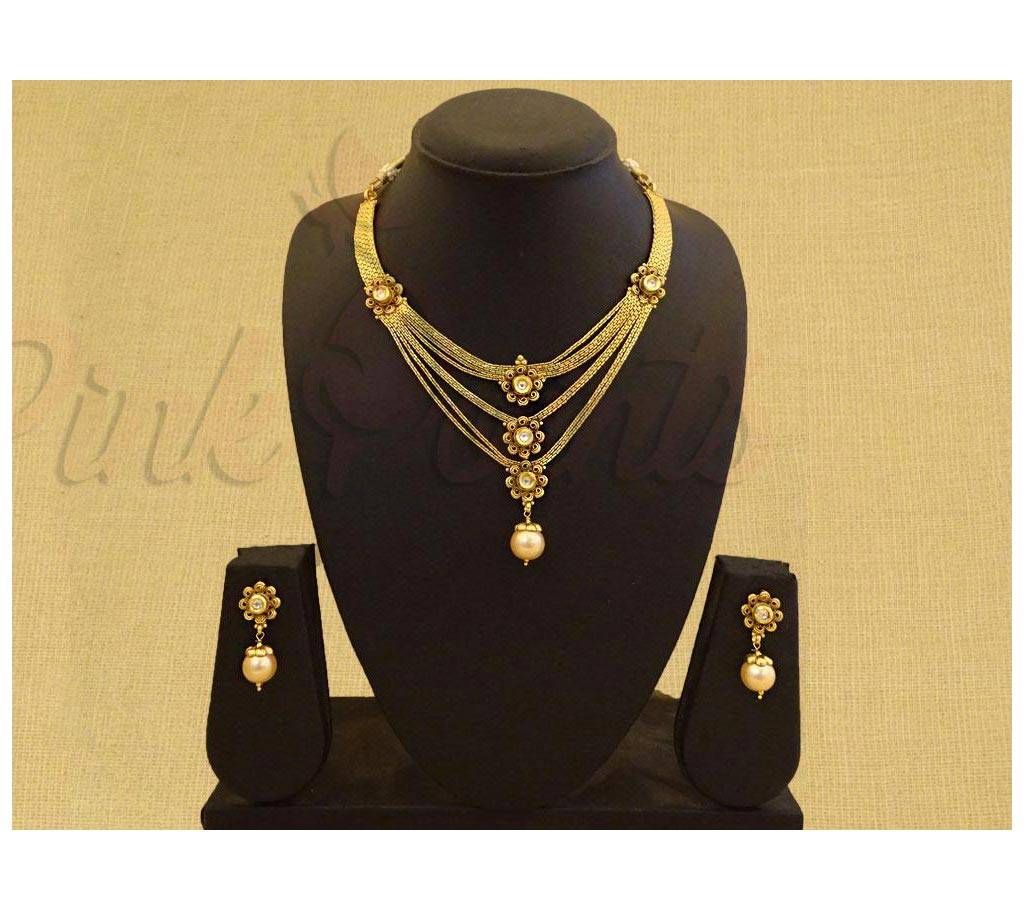 TRIPLE LAYER PHOOL MOTI NECKLACE (by Pink Point - NS-3046-95)
