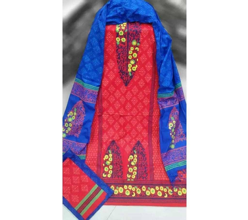 Un-stitched embroidery cotton three pcs