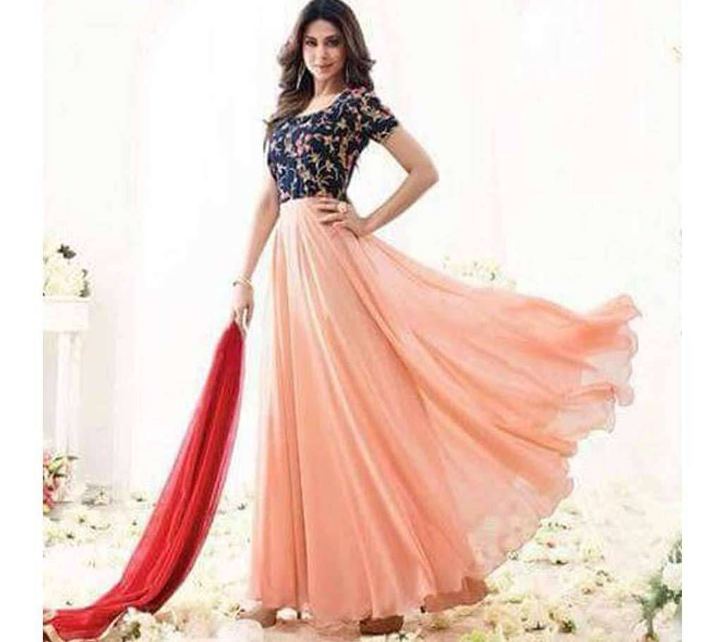 Semi stitched Georgette long dress-replica  