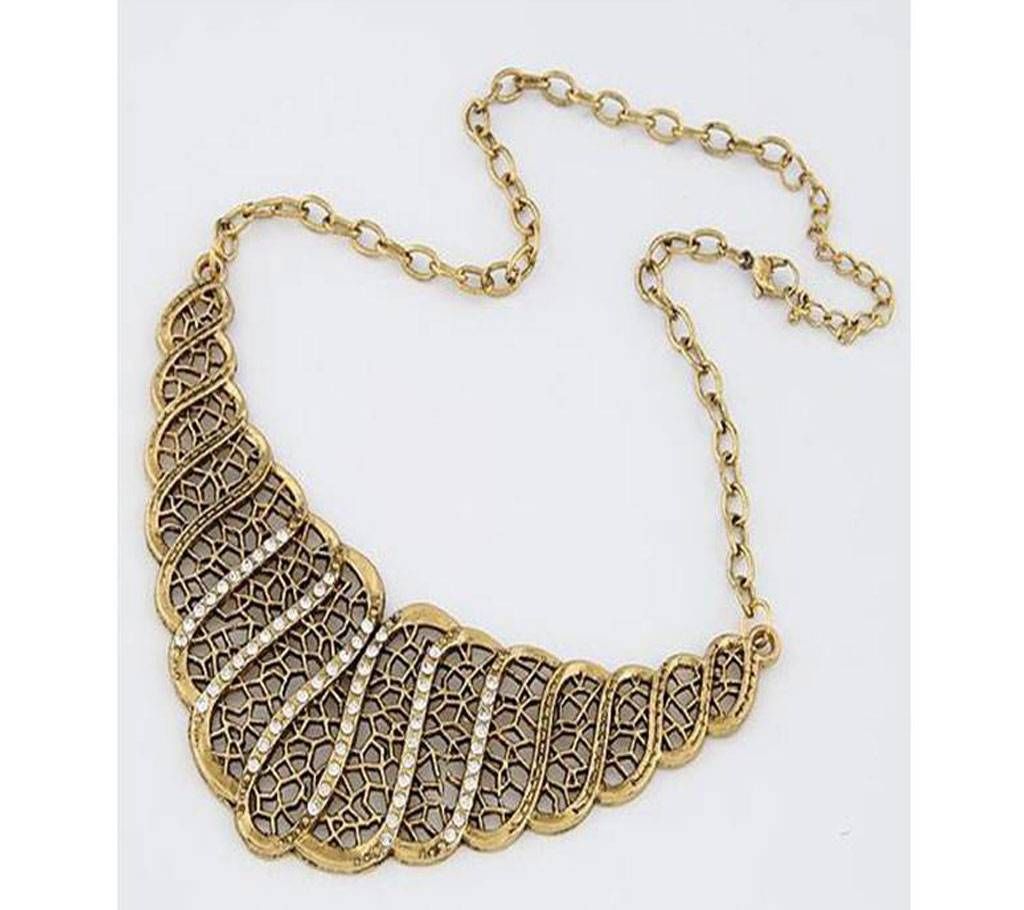 Retro Hollow Crystal Flash Temperament Simple Net Short Necklace 