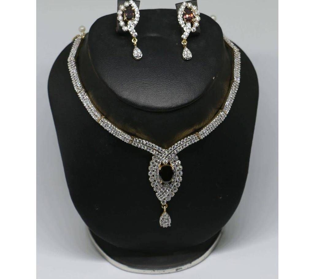 Diamond cut Stone Setting Necklace set