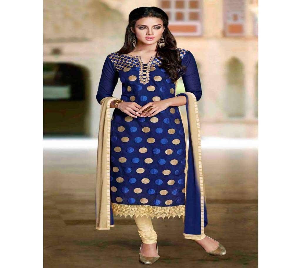 Unstitched block printed Rajdhani voyel cotton Salwar Kameez St block-415
