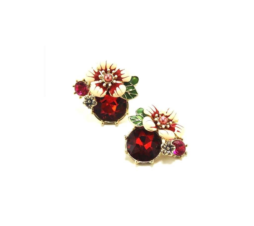 Jewelry flowers red earring