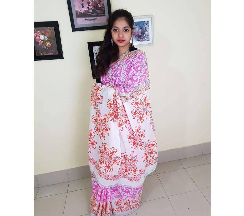Screen print cotton Saree