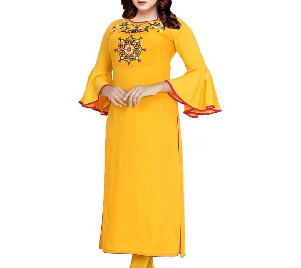 Ladies Linen with Embroidery Long Kurti 