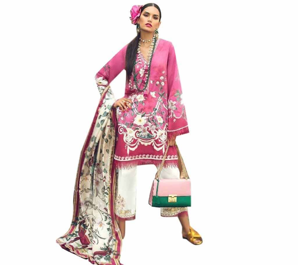 Unstitched Shree Fabs Saadia Asad Festival Collection Vol 2 - 7012 - Pink - TAJ Printed Cotton Three piece