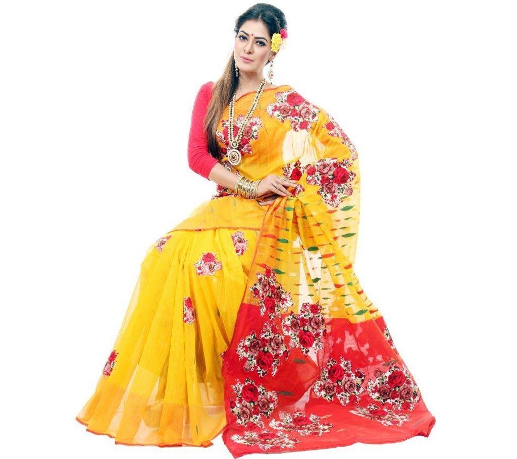 Dhakai Jamdani with hand applique sharee