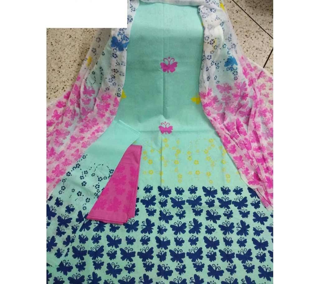 Cotton Block 3piece with Georgette Orna- 313