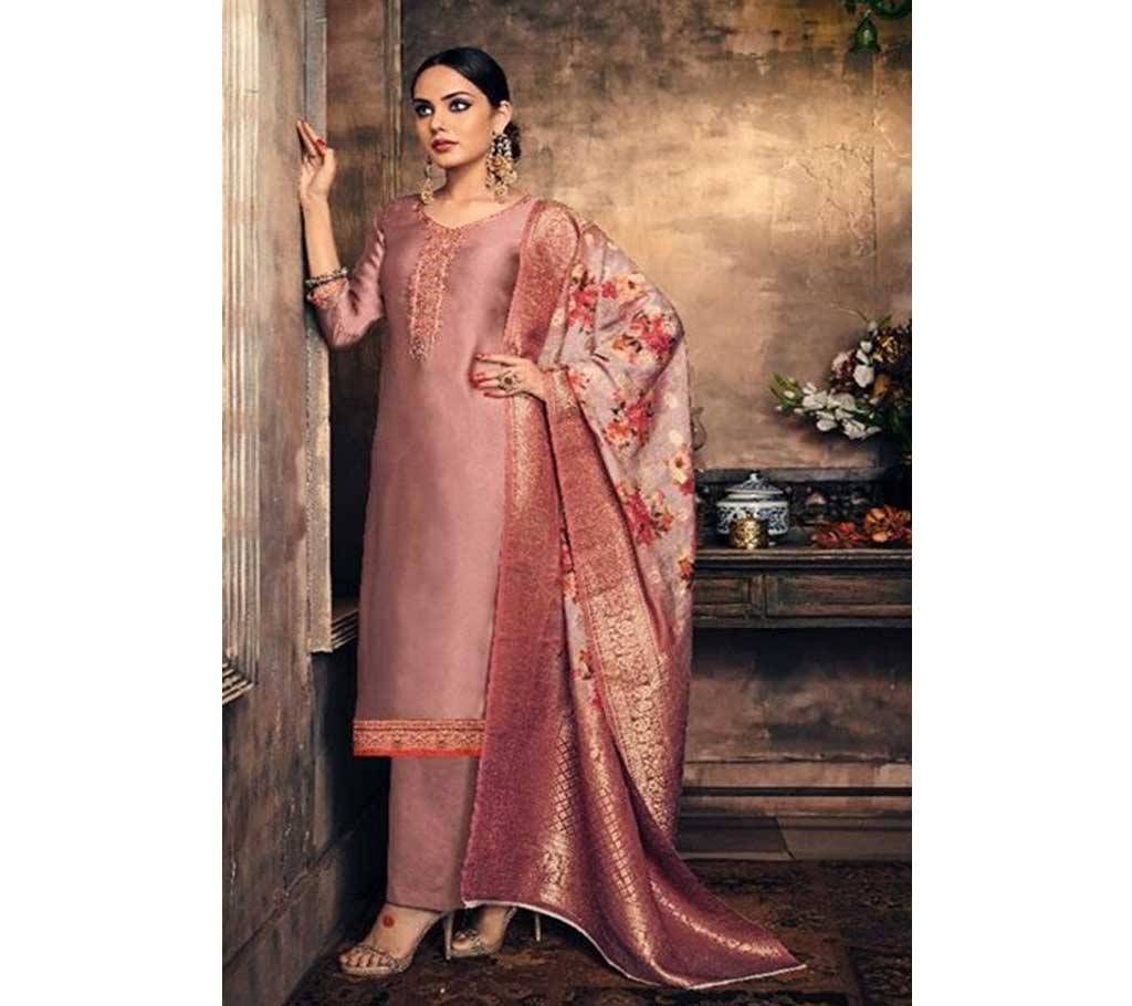 HANSA PRINT HUSNA BANARAS UNSTITCHED THREE PCS.