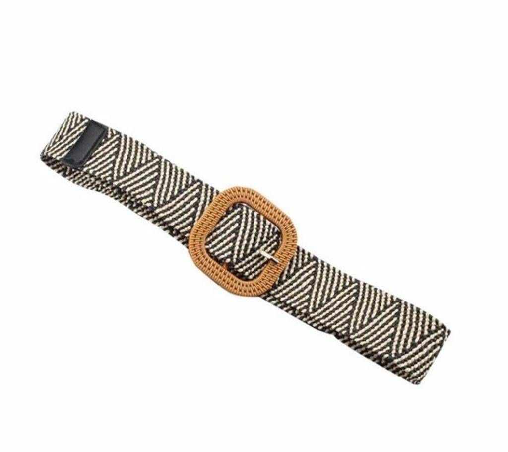 Elastic Girdle Wax Rope Weave Buckle Long Belts For Women