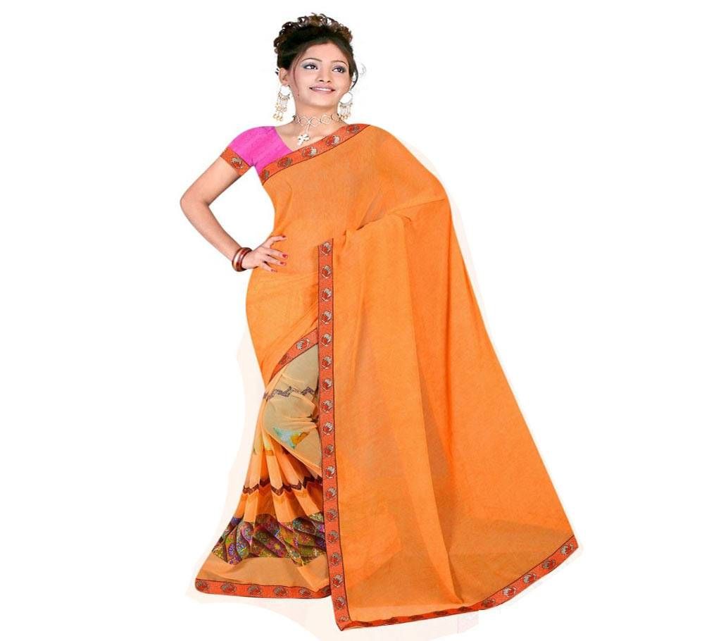 Indian Orange Silk Printed saree For women (Copy)