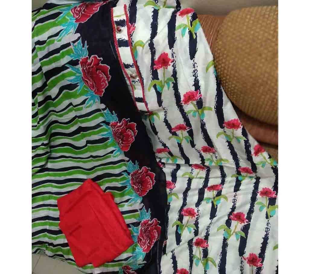 Unstitched Cotton three piece- 016
