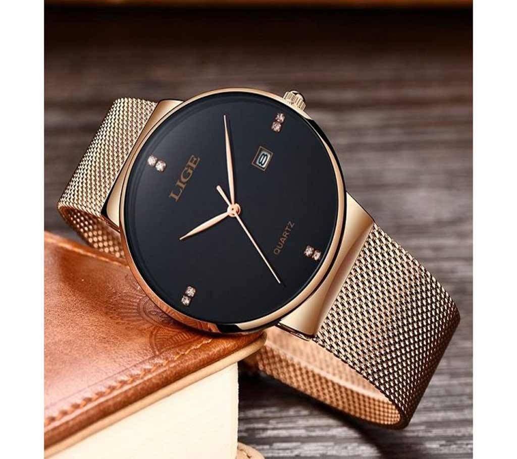 LIGE Womenz Metal Stripe Wrist Watch..