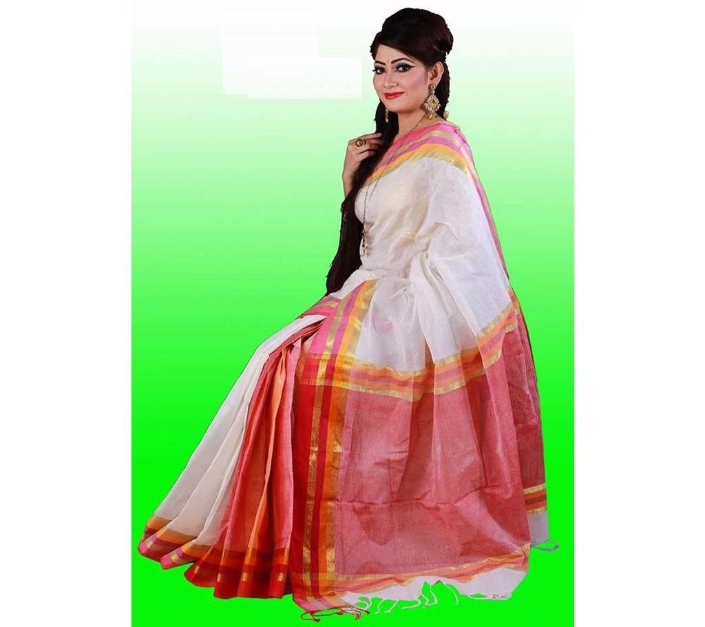 White color cotton sharee
