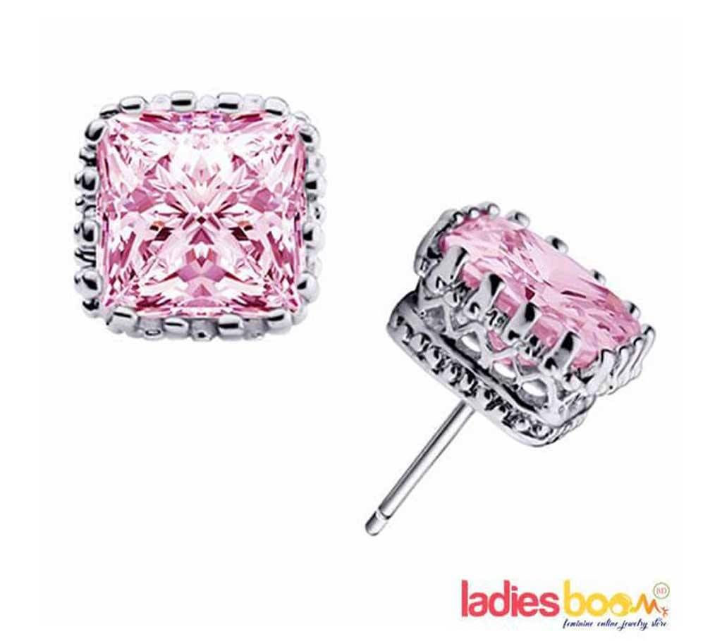 6mm Square Crown Crystal Earrings