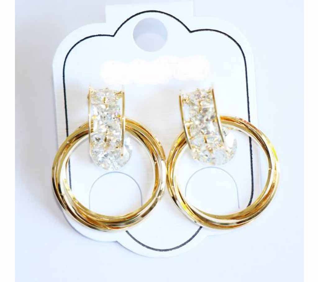 Gold Plated Diamond Cut Stone Designer Earrings