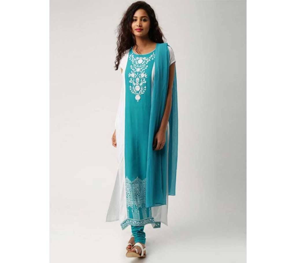 China Linen Embroidered Semi Ready Salwar kamiz