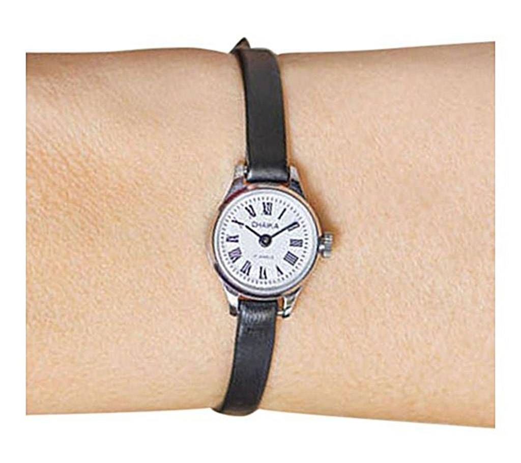 Black Artificial Leather Analog Watch for Women