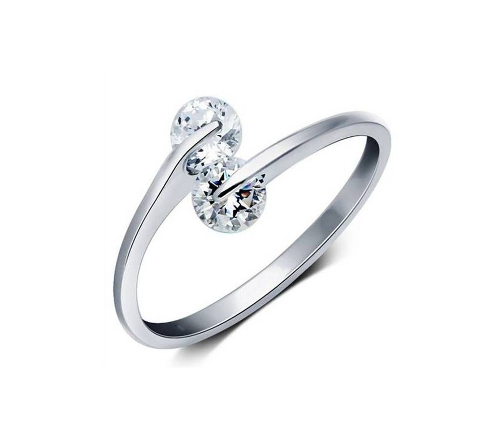 Silver Plated Twin Stone Finger Ring