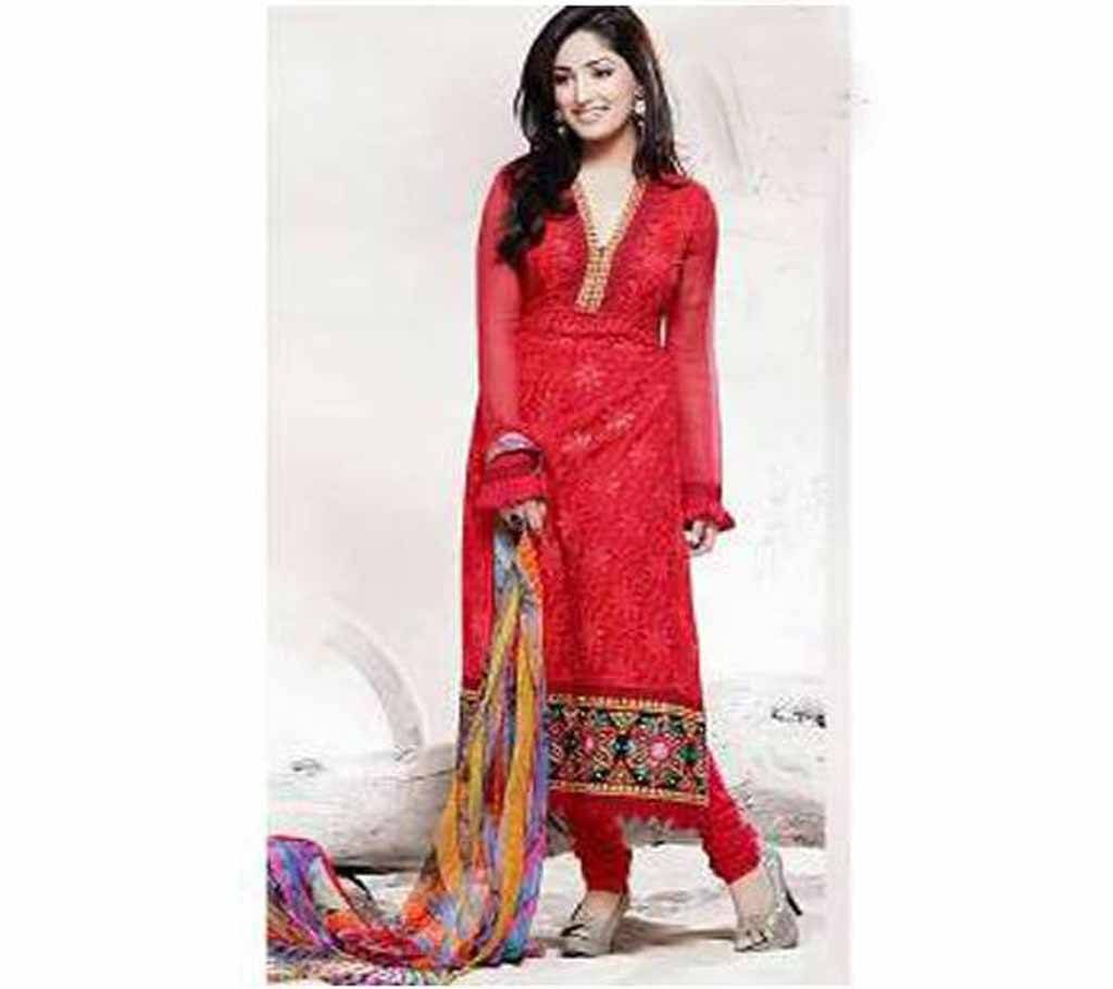 Unstitched Embroidery gorgette three-piece - Copy