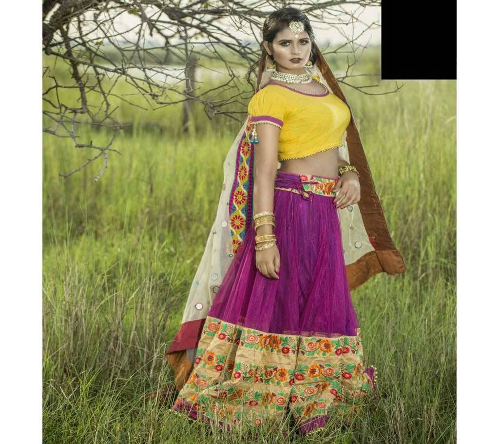 Unstitched Gorgeous Purple Lehenga