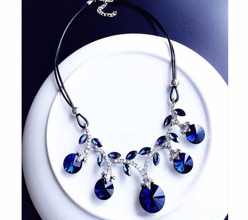 Round Blue Crystal Chokers Necklaces
