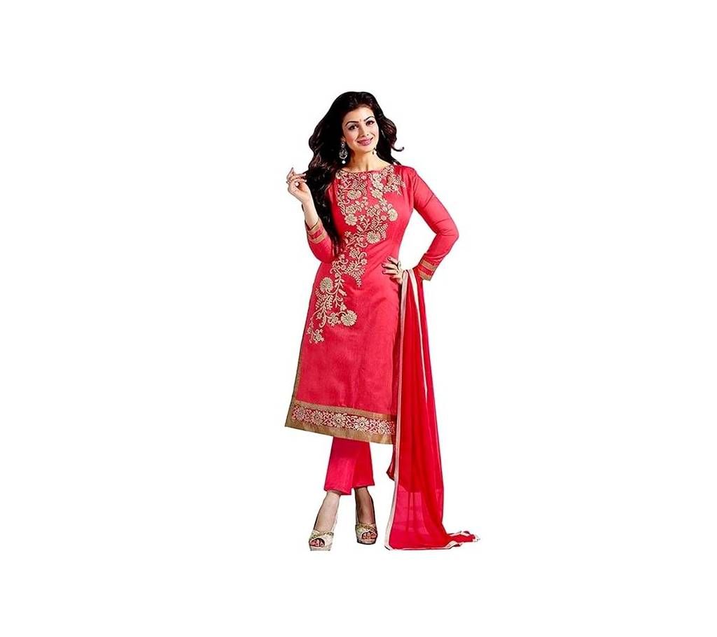 Salmon Cotton Un-stitched Block Printed Salwar Kameez For Women Copy
