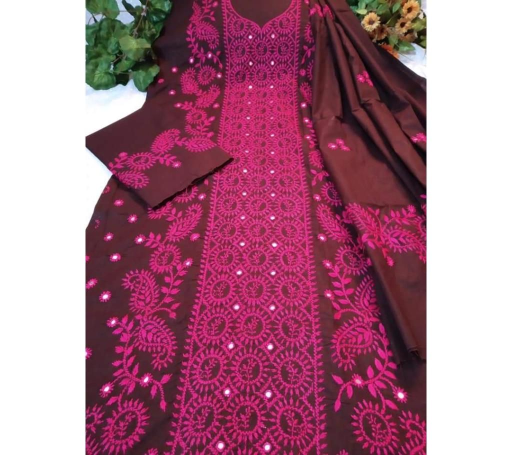 handicraft design on unstitched cotton cloth