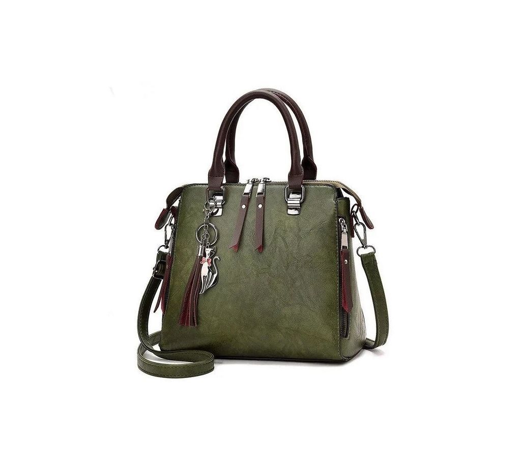 Women exclusive design PU leather handbag, shulder bag (1828) Olive green