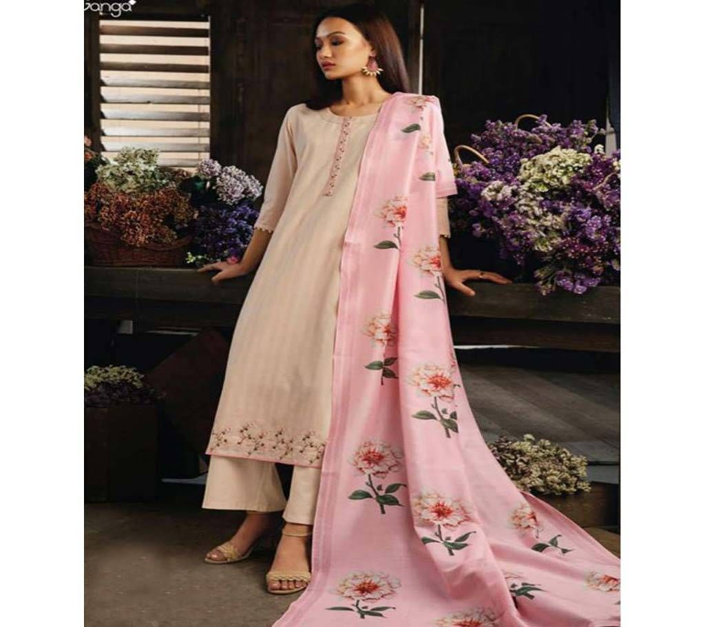 Ganga Unstitched Cotton Three Piece 7404