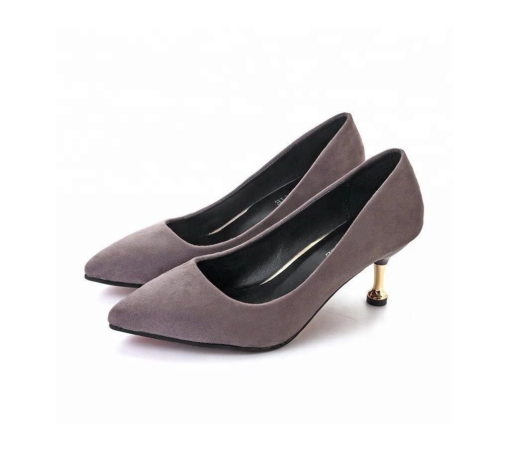 Stone High Heel Imported Shoe LSH_002- Grey Color