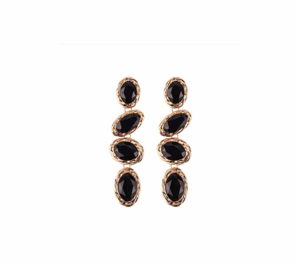Black Color Metal Crystal Acrylic Drop Earrings For women