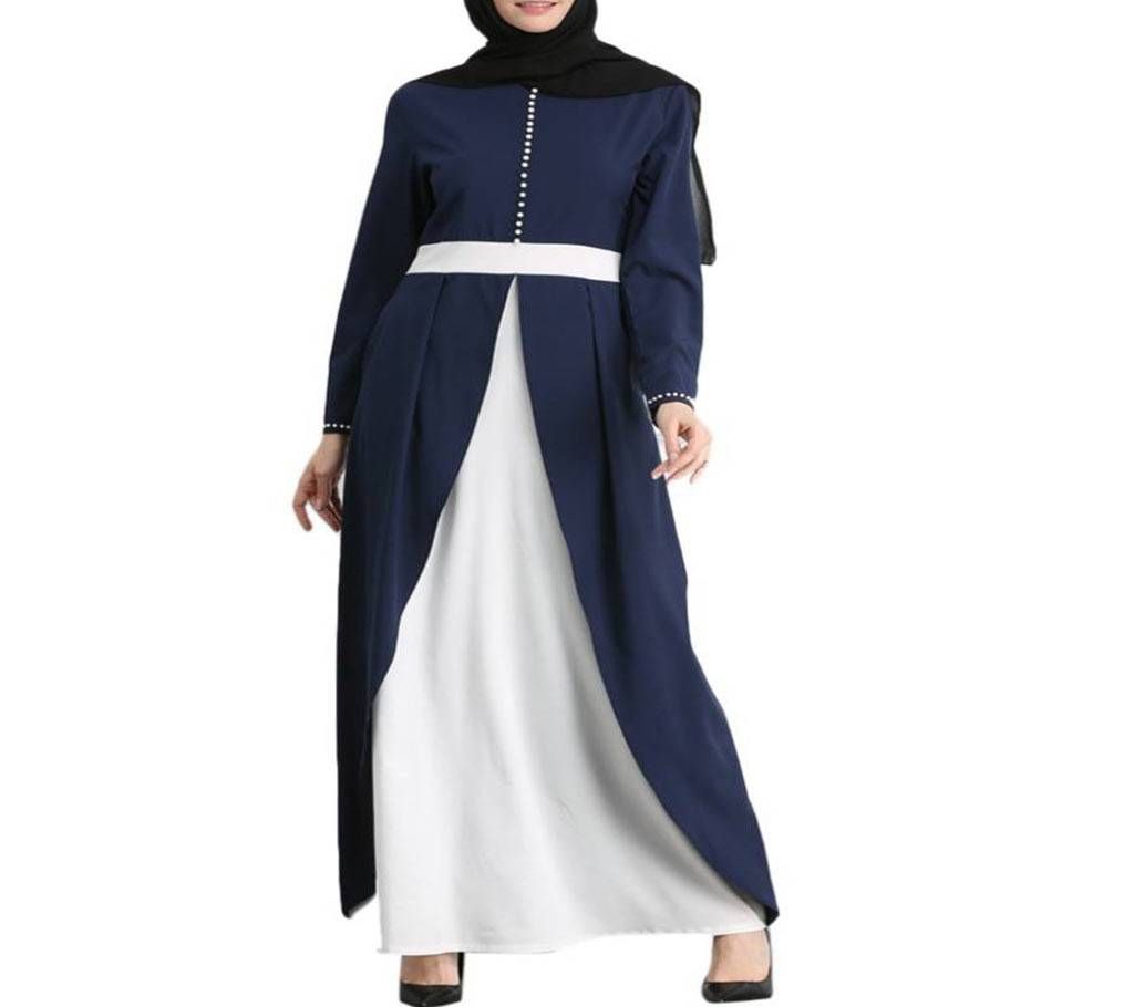 Navy-blue And White Georgette Borka For Women