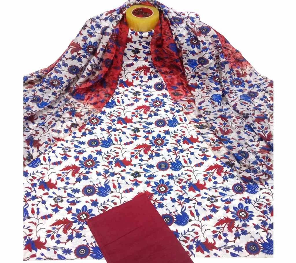 Unstitched skin printed cotton salwar kameez fs-1022