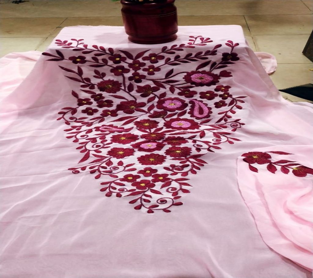 Weightless Georgette fabrics All phulkari embroidery work 1pc kamiz  Same as picture