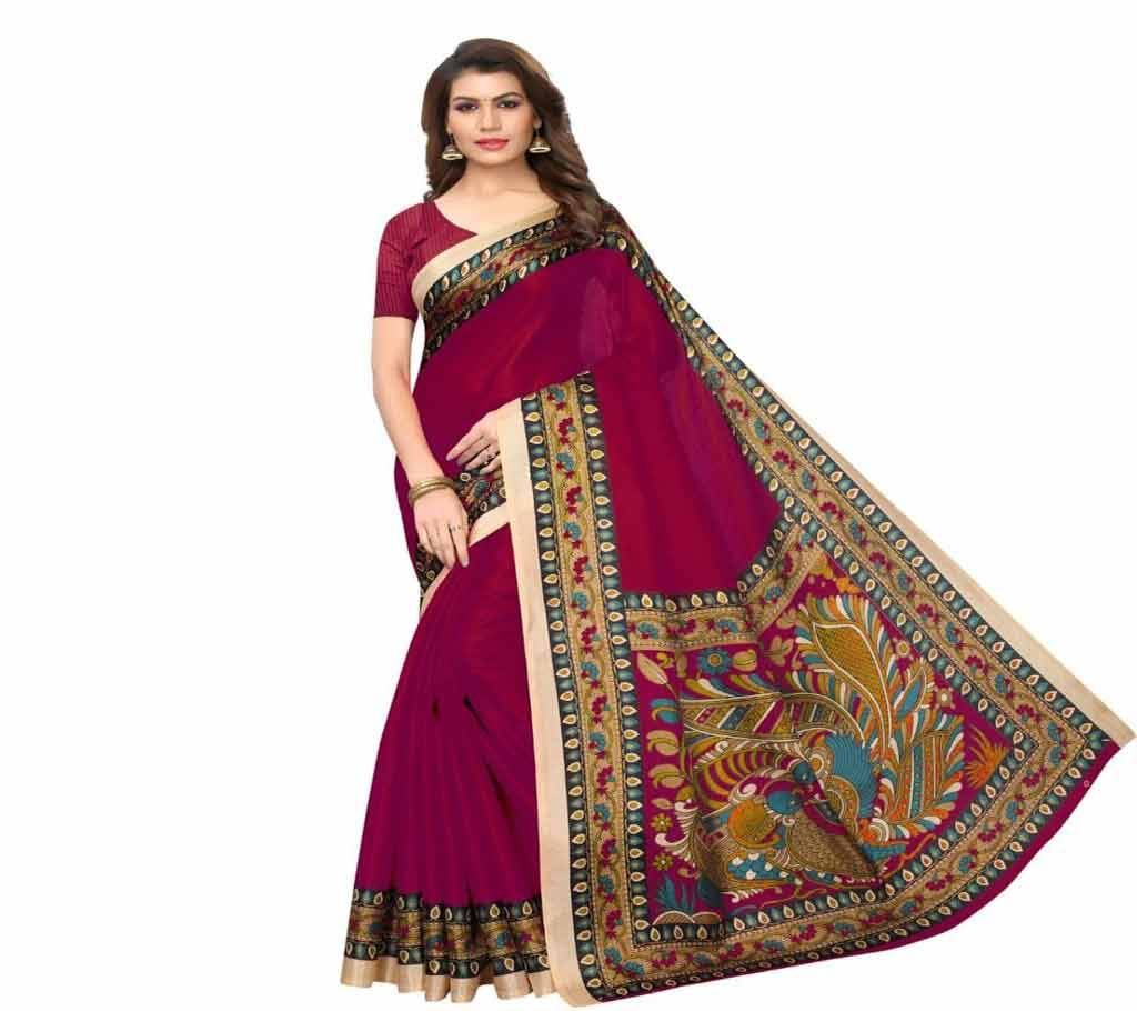 Mayshury Silk Sharee With Blouse Piece  04  Maroon with Multi Design