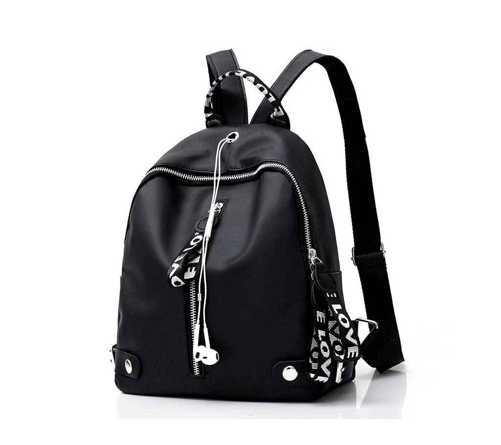 Black and white ribbon backpack