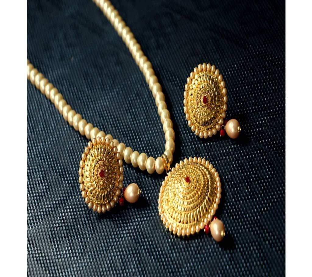 Gold Plated Pearl Long Necklace Jewelry